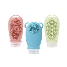 몰리홈 실리콘 소분 공병 브러시 여행용샴푸용기, 페이스 블루