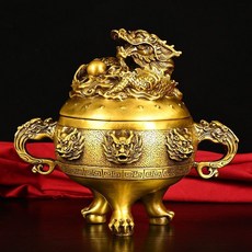 沁月珠華 小號純銅九龍香爐擺件 家居佛堂九龍香爐 九轉乾坤香薰爐 仿古供佛銅爐, 16釐米, 1個