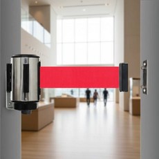 가이드라인 벨트 차단봉 바리케이트 2M 벽걸이형 5CM 행사 통제선 대기선, 와인색