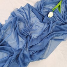 시폰 테이블 러너 Boho 쉬어 패브릭 웨딩 아치 오버레이 드레이핑 장식 생일 파티 테이블 장식을위한 쉬어 패브릭 실크, grayish blue
