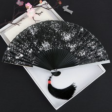 中國風燙金女漢服舞蹈折扇子 陞級扇墜, 十裏白銀A 陞級扇墜