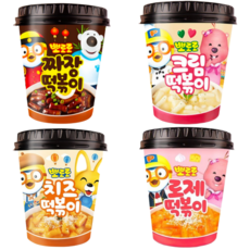 뽀로로 컵 떡볶이 짜장 치즈 크림 로제 4가지맛 세트, 4개, 110g