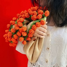 꽃다발 담요 DIY 뜨개질 키트 재료 선물 실뜨기, 중간 사이즈 소재키트 오렌지 0.5m, 1개