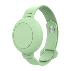 koee 兒童矽膠防水腕帶手環 Airtag定位器保護套 卡通鈕扣/別針款, 錶帶-蘋果綠, 1個