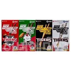 [한번에먹자] KBO 빼빼로 콜라보 4종류 혼합 기아 타이거즈 / 오리지널1 + 아몬드1 + 누드1 + 화이트쿠키1