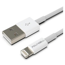 POLYWELL 寶利威爾 Type-A Lightning 充電線 適用蘋果iPhone 多種長度 白色, 1 米/100 公分, 1個