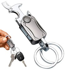 다기능 합금 자동차 키홀더 키링 분실방지 걸이형 카라비너 병따개 작은 칼, 검은색, 1개
