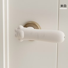 可愛動物造型矽膠門把套 防撞靜音門把保護套, S440-米