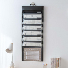 다용도 벽걸이 수납 포켓사무실파일아코디언손잡이시험지파티션 파일, 블랙, 1개