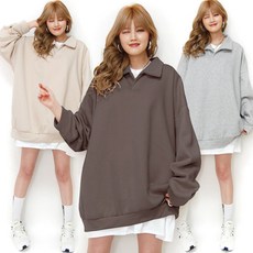 마이쏭 여성 빅사이즈 루즈핏 카라티 박스티 커플티 오픈카라오버핏맨투맨