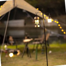 야외 캠핑장 텐트 타프 아래 조명 랜턴 매달기 높이 조절 가능한 철제 폴대 거치, 1개, 단품