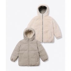 무신사 스탠다드 MUSINSA STANDARD KIDS 데일리 푸퍼 리버서블 플리스 후디드 패딩 재킷 자켓 [더스티 베이지/크림] MKDJJBZ04-F6 468516