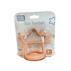 ℋ母嬰 baby moon 星星造型手握固齒器，防掉設計，安全無毒材質，舒緩寶寶長牙不適, 橘色, 1個, Teether only