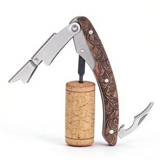 호두나무 손잡이가 달린 프리미엄 웨이터 코르크 스크류 토템이 새겨진 전문 소믈리에 와인 키 와인 애호가 및 바텐더를 위한 이중 경첩 스테인리스 스틸 와인 병따개 1개, 호두나무 손잡이가 달린 프리미엄 웨이터 코르크 스크류,