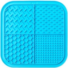 불안 를 위한 개 핥기 매트 강력한 흡입 컵이 있는 슬로우 피더 실리콘 패드 - 식품 등급 식기세척기 사용 가능 냉동고 개와 고양이용 파란색