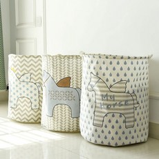 클린에버 북유럽 원형 패브릭 빨래 바구니 60리터 런드리바구니, 스타