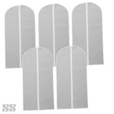 살림탐구 반투명 지퍼식 옷커버 5개입 화이트 60x100cm 패딩커버, 상세페이지 참조