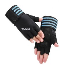 ENJHIKE 유니 피트니스 장갑으로 운동을 강화하세요 - 수평 바 사이클링 및 덤벨 운동 손목 보호대 하프 핑거 장갑 (레드 XL), 블루