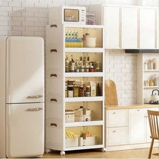 POVEST 수납장 가정용 5단 무설치 이동식 수납장 다용도 수납장, 화이트