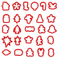 26피스 크리스마스 폴리머 클레이 커터 식용 레진 폴리머 클레이 몰드 미니 홀리데이 클레이 커터 귀걸이 주얼리 제작용 26가지 디자인 폴리머 클레이 도구 DIY 공예용(레드), 26피스 크리스마스 폴리머 클레이 커터 식용 레진 폴리