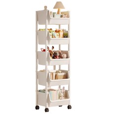 모아룸 이동식 수납정리함 플라스틱 서랍장 틈새 트롤리 3단 4단 5단, 아이보리