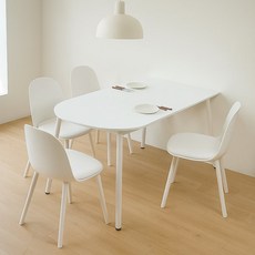 플랫 화이트 반원 카페 테이블 다이닝 원룸 반타원형 식탁, 2인용, 화이트/반타원