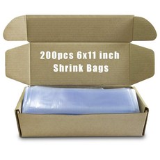 15.2x27.9cm(6x11인치) 수축 백 열 밀봉 PVC 필름 100 Ga 비누 배쓰밤 병 공예 신발 및 DIY용 (최고의 수축) 200개 199064, 15.2x27.9cm(6x11인치) 수축 백, 열 밀봉