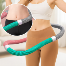 492팩토리 소프트 고탄성 스프링 다이어트 훌라후프, 1개, 핑크 + 그린, 1.5kg