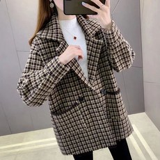 ORZQU 봄 여성 모직 코트 패션 정장 카라 코트 루즈핏 캐주얼 모직 코트