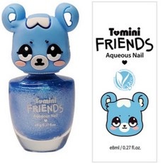 韓國 Tomini 動物造型兒童可撕式指甲油 (單色/禮盒裝3色/全款6色) 健康安全孩童用美甲 水性指甲油套裝, 1個, 閃亮藍色（倉鼠）