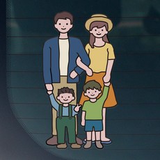 아이 아기가 타고 있어요 초보운전 차량 스티커 가족 구성원별, 16. 엄마 아빠 아들 아들, 1개