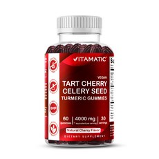 비타매틱 타트 체리 & 샐러리 씨드 구미 - 4000mg 상당 용량 (10:1 추출물 400mg) - 60구미, 6개, 60회분
