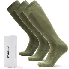 TRMOUX 남성용 하이킹 양말 밀리터리 그린 정강이 가드 사냥 부츠 종아리 위 양말 남성용 3팩 라이트 그레이. 257896 8697915015, 올리브