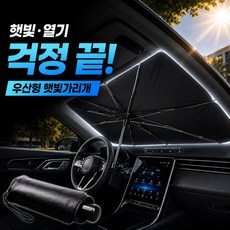 알로비 티타늄 차량용 햇빛가리개 우산형, 1개, 실버 블랙