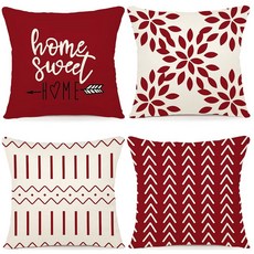 YCOLL 베개 커버 18x18 4 세트 모던 소파 던지기 커버 침대용 장식용 야외 린넨 패브릭 케이스 라이트 블루