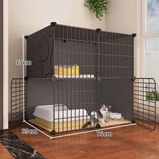 貓籠子 三層超大貓籠 貓咪貓屋 貓空籠 貓窩 貓別墅 貓櫃 家用室內貓砂盆一體, 1個, 2層75*39*73（只有單個貓籠）,基礎款 貓籠+貓砂盆+貓砂鏟+爬梯