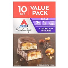 Atkins Endulge Caramel Nut Chew Bar 10 Bars 1.2 oz 32 g Each, 10 count