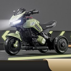 전동 오토바이 탑승 완구 리모컨 전기차 전동 삼륜차 탑승가능, 1개, 3. 딥그린+음악 조명