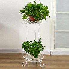 YF 화분받침대 철제 화분정리대 진열대 화분 선반대 거실 베란다 화분대, S-화이트, 2단