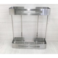 蝴蝶衛浴【鏤空通風設計】兩層置物架.304不鏽鋼置物架.浴室收納架, 1個, 方型雙層置物架