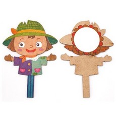 어린이 가을활동 색칠용 허수아비 손거울꾸미기/ 체험미술 컬러링교구 손거울DIY 원데이클래스, 5개, 나무색상