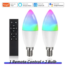 GU10 Led 전구 Wifi Tuya 스마트 라이프 220V RGB 램프 RF 2.4G 원격 그룹 제어 스포트라이트 통 Alexa Goo, 02 2 bulbs 1 remote, 01 5와트, 01 220V Wifi GU10