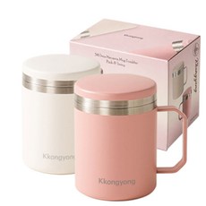 꽁용 스텐 316 스테인리스 보온보냉 머그컵 420ml, 1개, 핑크+아이보리