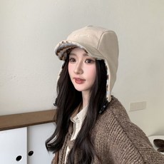 秋冬戶外抓絨帽保暖套頭加厚護耳防寒搖粒絨滑雪運動騎行防風帽冬季帽子 大頭圍 防寒帽騎行帽, 米卡,均碼（53-58cm）, 1個