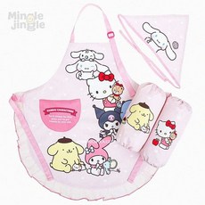 MJ0 산리오 앞치마 토시 두건 세트 아동앞치마토시 미술복