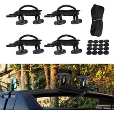 POSENG 4 PCS 스테인리스 범용 루프 박스 U-볼트 클램프 카밴 장착 피팅 키트 U 브래킷 설치 액세서리 카용 블랙