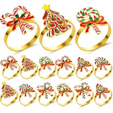 WILLBOND 크리스마스 냅킨 링 홀더 크리스마스 저녁 식사 파티 웨딩 장식 테이블 장식 액세서리(12개 산타클로스 스타일), 생생한 스타일