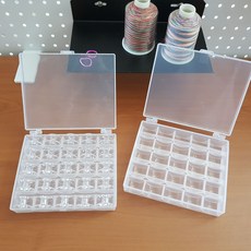 쇼핑앤퍼니 보빈케이스 북알케이스 가정용미싱 플라스틱보빈포함 25칸케이스, 투명보빈 + 25칸케이스, 1개