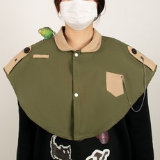 鸚鵡訓練肩披肩 防污防抓傷護肩 安全防護互動站肩接屎防護, 1個, 綠色防護披肩