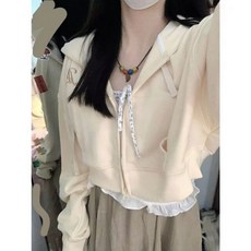 Deeptown 여성용 빈티지 크롭 지퍼 후드 오버사이즈 짧은 스웻셔츠 하라주쿠 패션 한국 스트리트웨어 집업